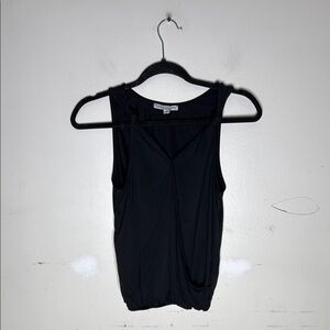 Green Envelope Black Faux Wrap Knotted Detail Tank Top Size Small